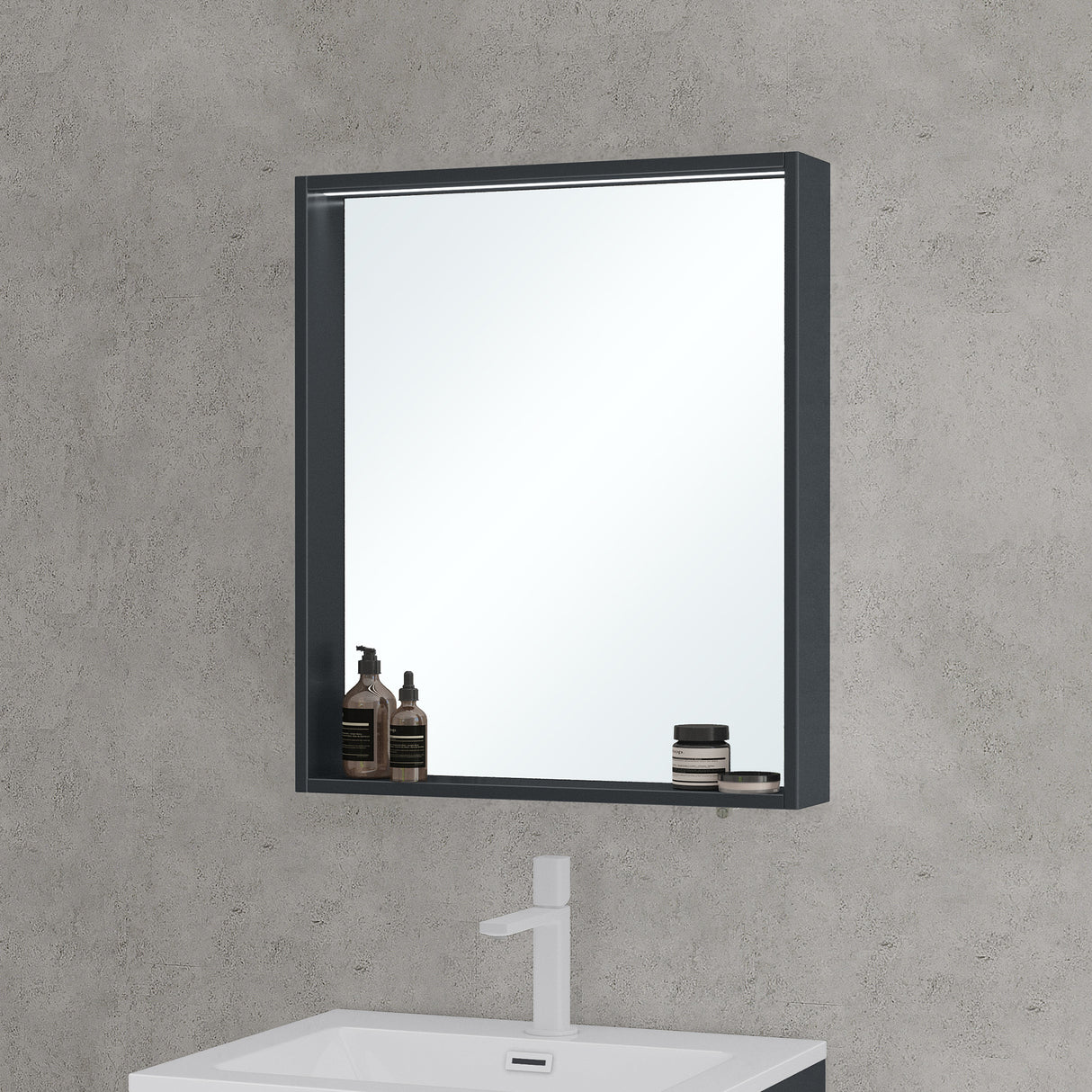 glasvilla Armadietto a Specchio con Luce Specchio con Pensile per Bagno con Luce LED Mobiletto da Bagno con Ante a Specchio Spiegelschrank-01