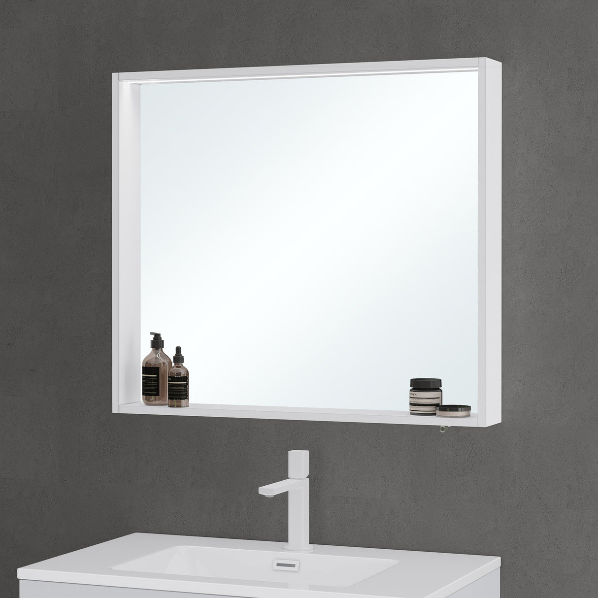 glasvilla Armadietto a Specchio con Luce Specchio con Pensile per Bagno con Luce LED Mobiletto da Bagno con Ante a Specchio Spiegelschrank-01
