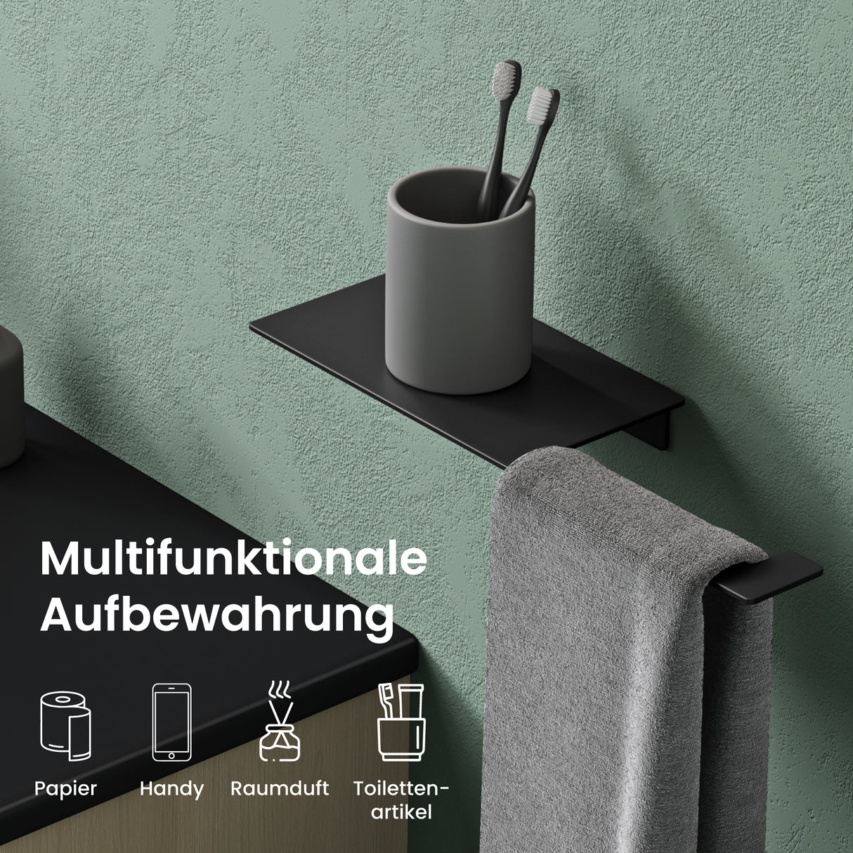 glasvilla Porte-Papier Toilette en Acier Inoxydable Porte-Rouleau de Papier Toilette Lino-01