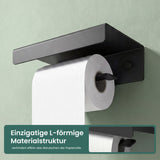 glasvilla Toilettenpapierhalter mit Ablage, Klopapierhalter WC aus Aluminiumlegierung, Toilettenpapier Halterung Rollenhalter  Lino-05