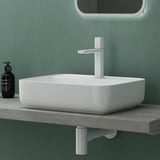 glasvilla Aufsatzwaschbecken eckig Waschschale Waschbecken aus Keramik Weiß mit Armaturloch Brüssel107