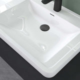 Lavabo Glasvilla, lavabo encastré, vasque rectangulaire en matériau minéral moulé avec trop-plein, Col8