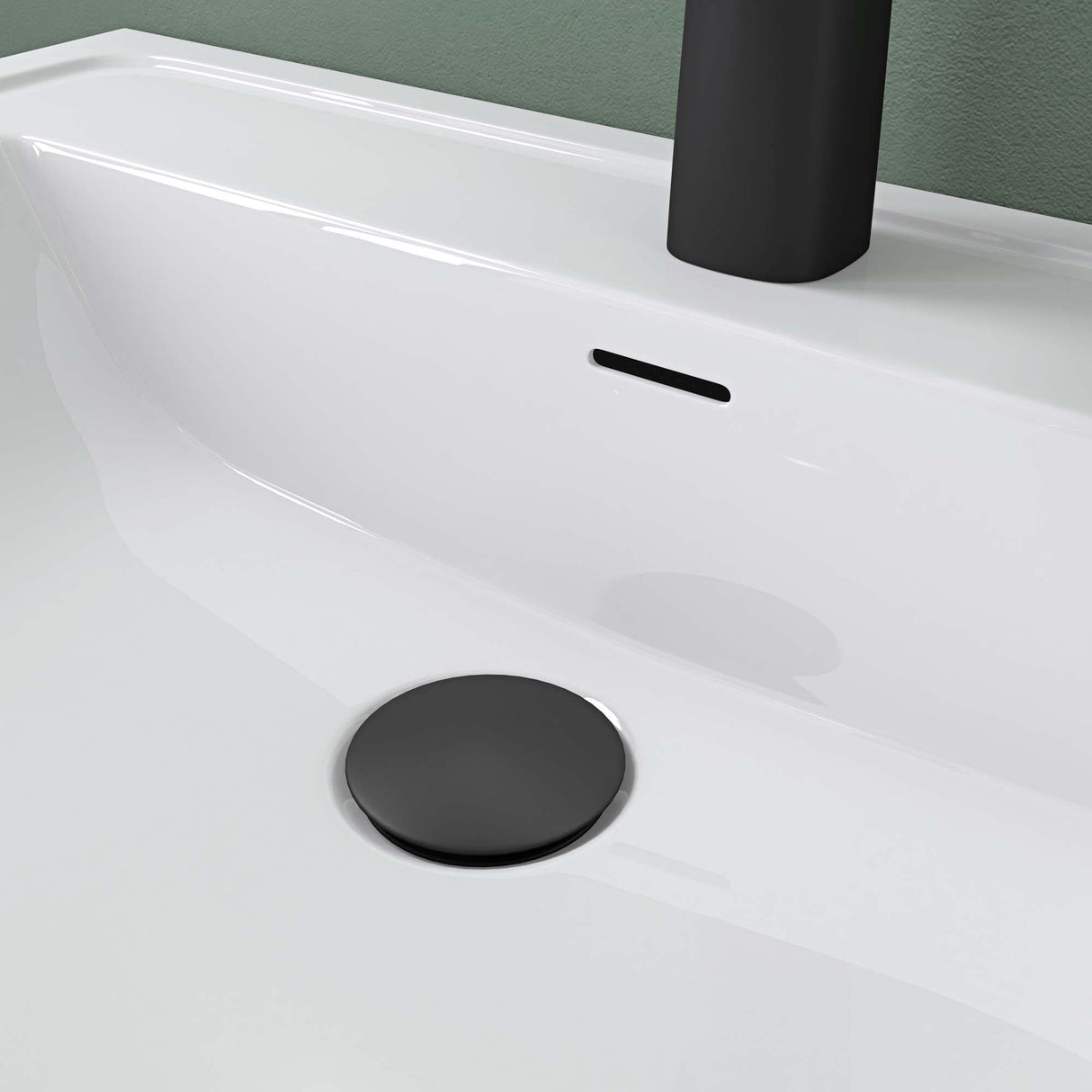 Lavabo Glasvilla, lavabo encastré, vasque rectangulaire en matériau minéral moulé avec trop-plein, Col8