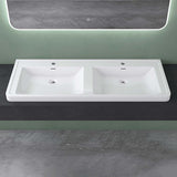 Lavabo Glasvilla, lavabo encastré, vasque rectangulaire en matériau minéral moulé avec trop-plein, Col8