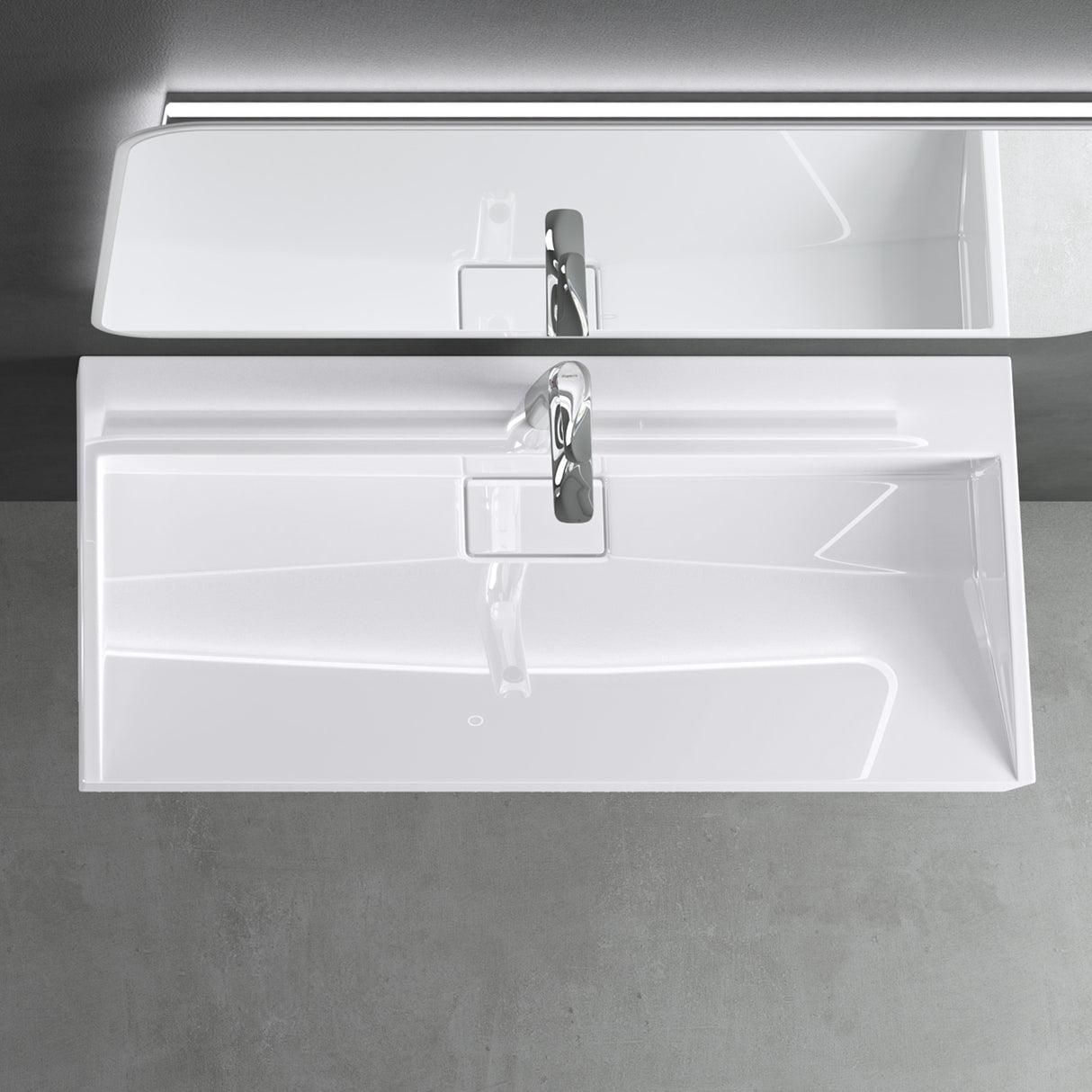 glasvilla Waschbecken Aufsatzwaschbecken Hängewaschbecken Hängewaschtisch inkl. Ablaufgarnitur Mineralguss Rechteckig Waschplatz col19