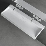 glasvilla Waschbecken Aufsatzwaschbecken Hängewaschbecken Hängewaschtisch inkl. Ablaufgarnitur Mineralguss Rechteckig Waschplatz col19