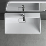 glasvilla Waschbecken Aufsatzwaschbecken Hängewaschbecken Hängewaschtisch inkl. Ablaufgarnitur Mineralguss Rechteckig Waschplatz col19