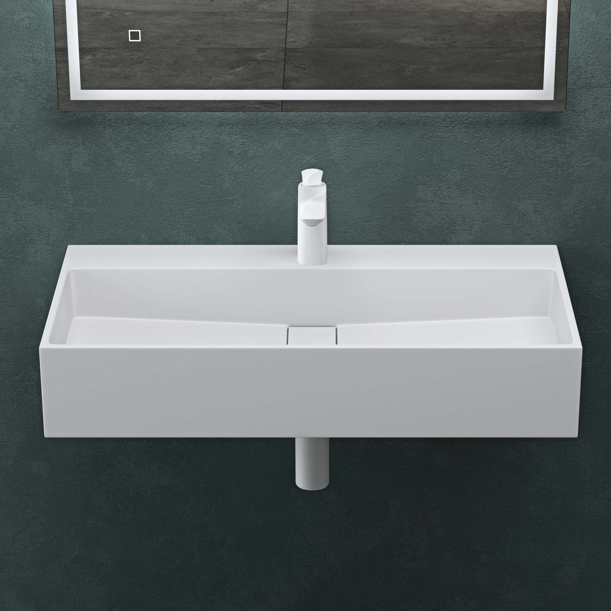 glasvilla Lavabo da Appoggio da Marmo Fuso Lavabo Bagno Sospeso Lavandino Bagno con Foro per la Rubinetteria Col6028