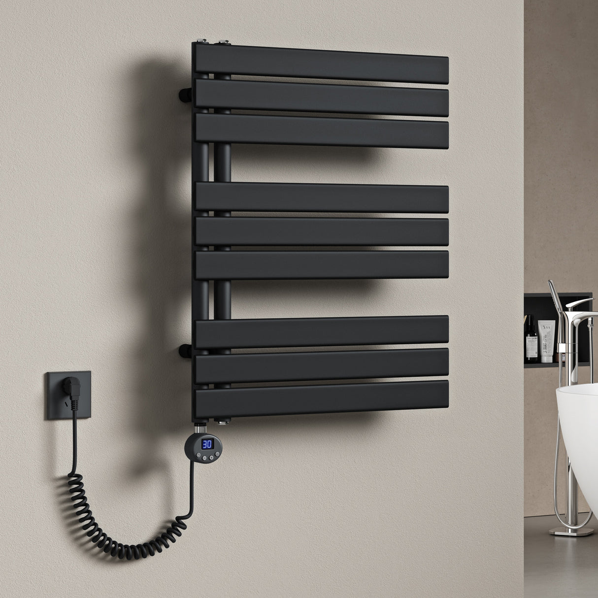 glasvilla Badheizkörper Elektrisch Seitenanschluss Handtuchheizkörper Handtuchhalter Handtuchwärmer Badheizung FN mit Heizstab 02