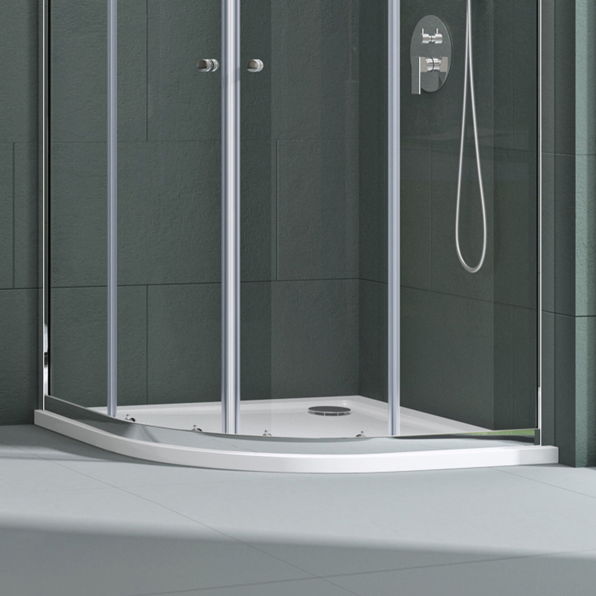 Receveur de douche Glasvilla en acrylique sanitaire, quart de cercle Faro3