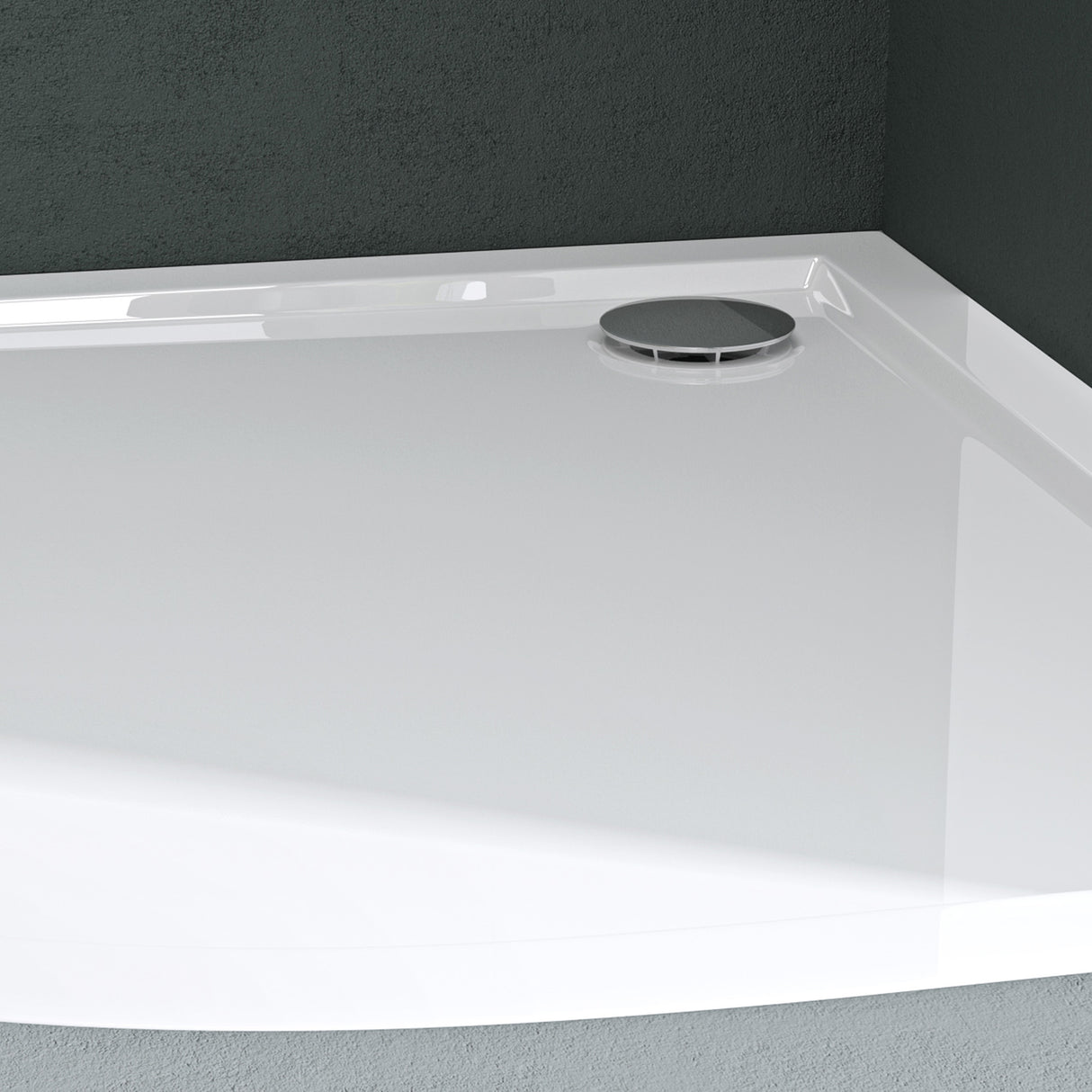 Receveur de douche Glasvilla en acrylique sanitaire, quart de cercle Faro3