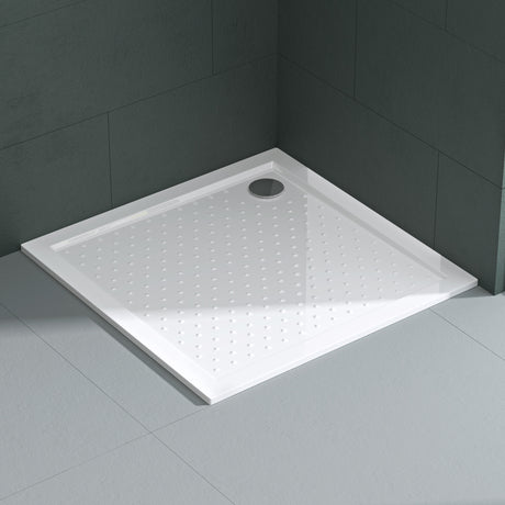 Glasvilla Design – Plato de ducha acrílico antideslizante cuadrado Lucia, montaje a ras de suelo