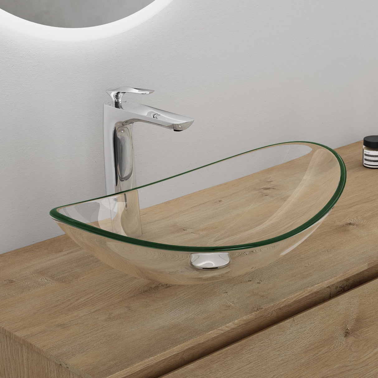 glasvilla Waschbecken Glas Aufsatzwaschbecken Glaswaschbecken Handwaschbecken Waschschale Oval Minerva08