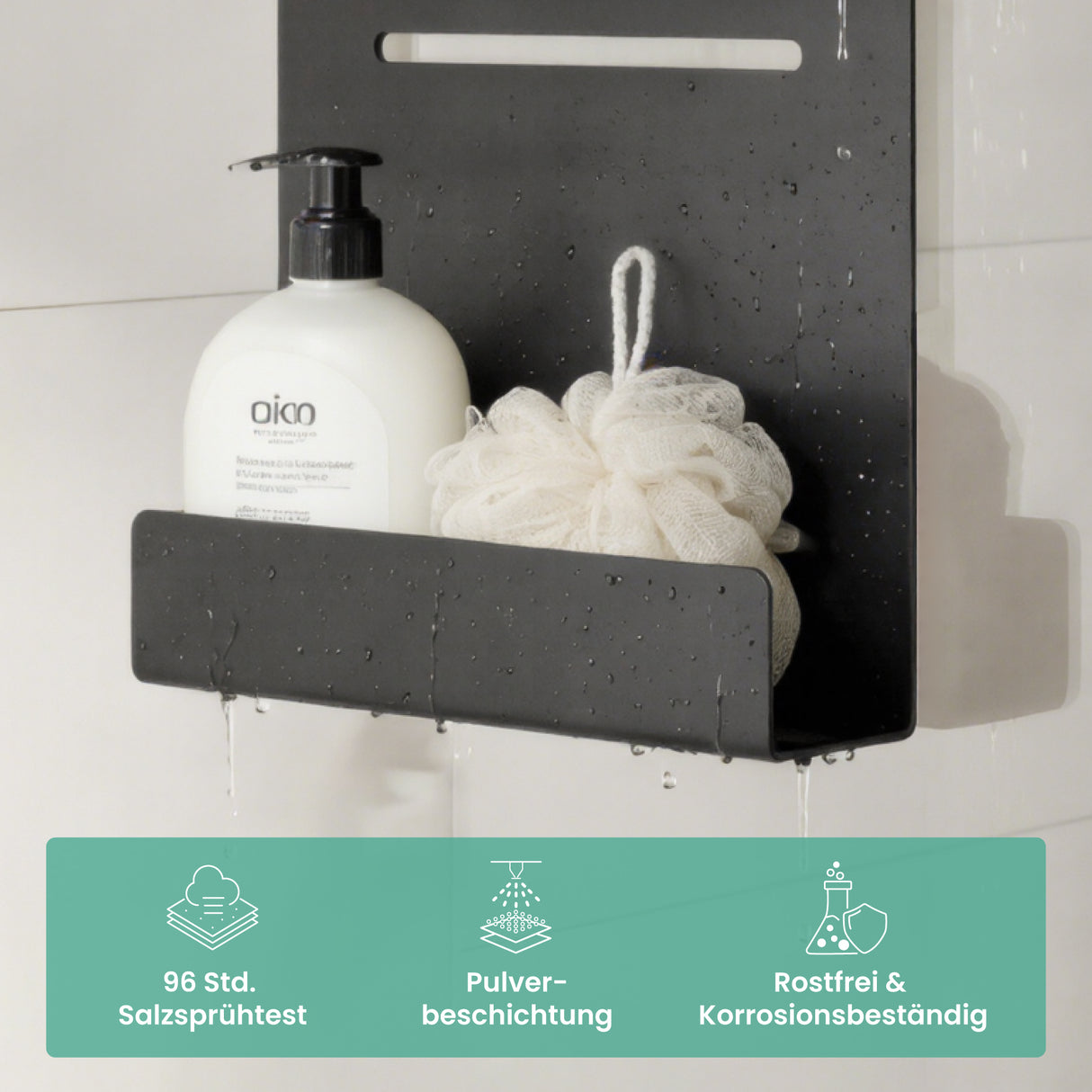 glasvilla Duschablage zum Hängen, Duschregal Ohne Bohren für Glasduschtüren, Hängeregal mit 2 Etagen und 3 Haken, Badezimmer Organizer  Oryne-01