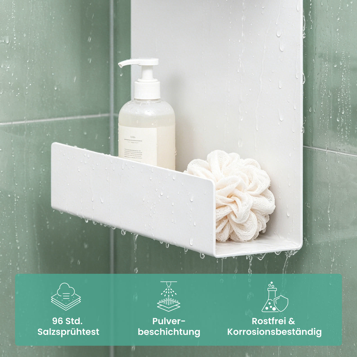 glasvilla Duschablage zum Hängen, Duschregal Ohne Bohren für Glasduschtüren, Hängeregal mit 2 Etagen und 3 Haken, Badezimmer Organizer  Oryne-01