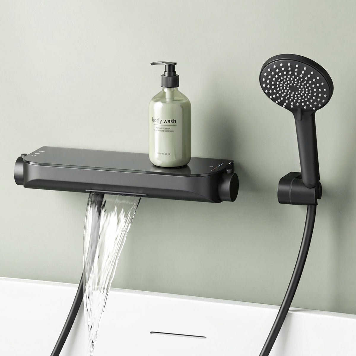 glasvilla Thermostat Badewannenarmatur mit Handbrause Wannenarmatur Wannenthermostat 4 Strahlarten Wandarmatur für Badewanne aus Messing inkl. Brauseschlauch Duschsystem8 Oryntex-03