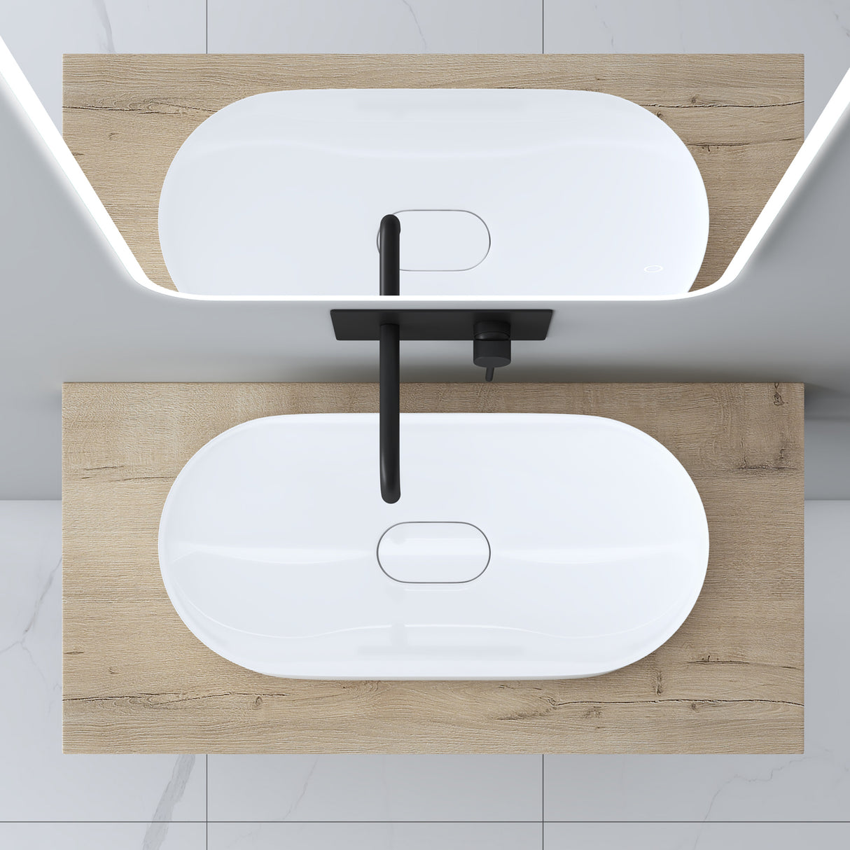 glasvilla Plan de Travail pour Lavabo avec 2 Supports de Console en Acier Inoxydable Support de Lavabo Panneau en Bois