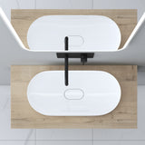 glasvilla Plan de Travail pour Lavabo avec 2 Supports de Console en Acier Inoxydable Support de Lavabo Panneau en Bois