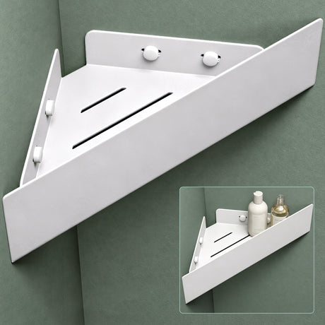 glasvilla Duschablage zum Bohren oder Kleben, Duschregal Badablage Ecke, Badezimmerablage zur Wandmontage für Bad und Küche, Reglo-07