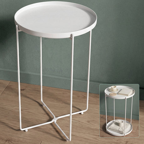 glasvilla Beistelltisch , Couchtisch klein mit abnehmbarem Tablett aus PP-Kunststoff, Sofatisch für Wohnzimmer, Schlafzimmer und Balkon, Reglo-08