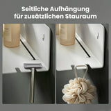 glasvilla Duschablage ohne Bohren mit 2 Schiebehaken,  Reglo-18 40cm | Duschregal ohne Bohren oder mit Bohren, Ablaufdesign Badezimmer Organizer, Metall, Shampoo Halterung für Dusche, Bad & Küche