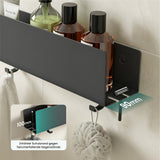 glasvilla Duschablage ohne Bohren mit 2 Schiebehaken,  Reglo-18 40cm | Duschregal ohne Bohren oder mit Bohren, Ablaufdesign Badezimmer Organizer, Metall, Shampoo Halterung für Dusche, Bad & Küche