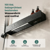 glasvilla Duschablage ohne Bohren mit Handtuchhalter, 60cm  Reglo-18 | Duschregal ohne Bohren oder mit Bohren, Drainage, Duschablage zum Hängen, Metall, Shampoo Halterung für Dusche, Bad, Küche