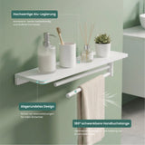 glasvilla Étagère de douche à percer, Étagère de douche avec 2 barres porte-serviettes en alliage d'aluminium, Étagère de salle de bain à fixer au mur, Organisateur de salle de bain Reglo-19