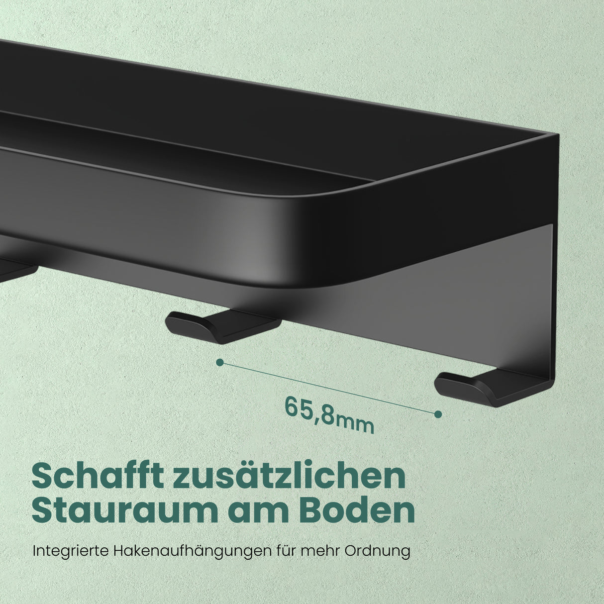glasvilla Wandgarderobe mit Ablage, Garderobenleiste  50cm, Reglo-20 | Inkl.7 Garderobenhaken; als Wandhaken oder Kleiderhaken, Klebe- oder Bohrmontage, für Bad, Küche, Flur