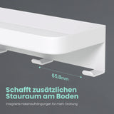 glasvilla Wandgarderobe mit Ablage, Garderobenleiste  50cm, Reglo-20 | Inkl.7 Garderobenhaken; als Wandhaken oder Kleiderhaken, Klebe- oder Bohrmontage, für Bad, Küche, Flur