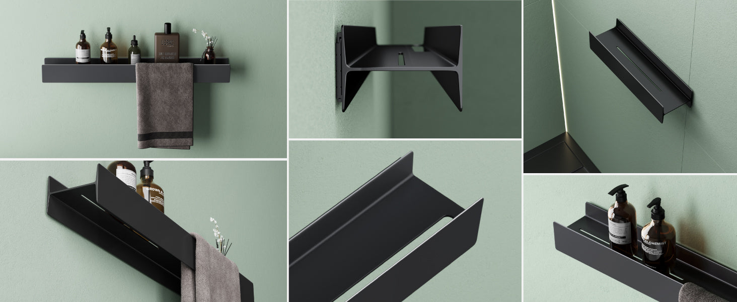 Estante de Ducha Glasvilla Reglo-03 Repisa de Pared 40 cm para Baño (Atornillable o Adhesiva)