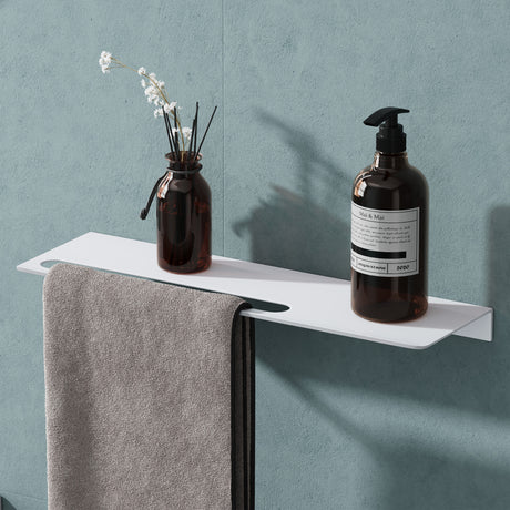 glasvilla Mensola da Parete Multifunzionale, Mensola per Doccia in Alluminio con Portasciugamani Mensola da Appendere per Bagno e Cucina, Reglo-06