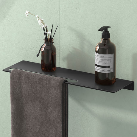 glasvilla Mensola da Parete Multifunzionale, Mensola per Doccia in Alluminio con Portasciugamani Mensola da Appendere per Bagno e Cucina, Reglo-06