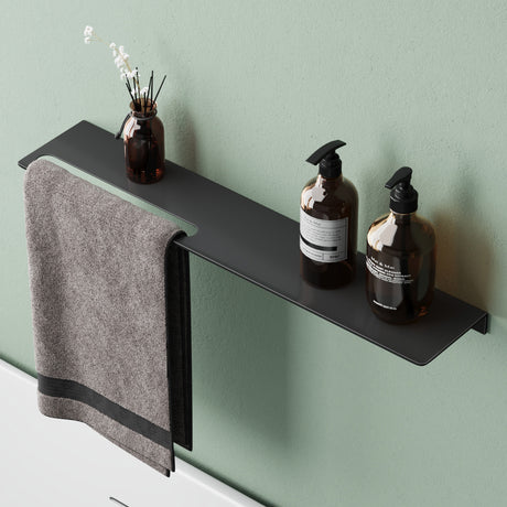 glasvilla Mensola da Parete Multifunzionale, Mensola per Doccia in Alluminio con Portasciugamani Mensola da Appendere per Bagno e Cucina, Reglo-06