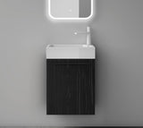 glasvilla Ensemble de Meubles de Salle de Bain Petit Meuble Sous-Vasque 46 cm Meuble Bas avec Vasque Blanche en Solid Surface pour WC Invités Pisa