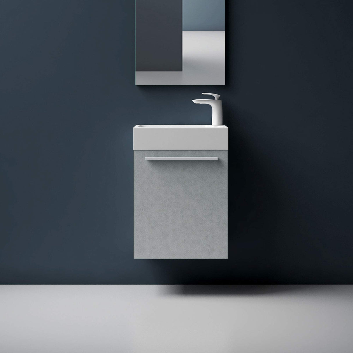 glasvilla Ensemble de Meubles de Salle de Bain Petit Meuble Sous-Vasque 46 cm Meuble Bas avec Vasque Blanche en Solid Surface pour WC Invités Pisa