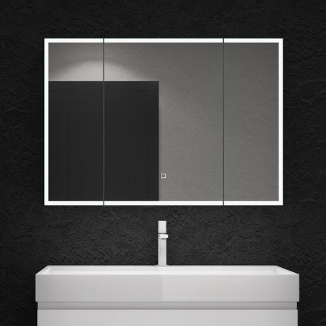 glasvilla Armoire de Toilette avec Éclairage LED Armoire de Toilette Armoire Murale Miroir de Salle de Bain Armoire Miroir-04