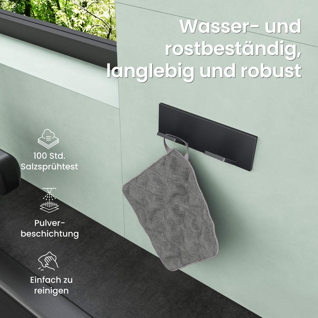 glasvilla Wandgarderobe Wandhaken aus Aluminium Garderobe mit klappbaren Haken Garderobenleiste Garderobenhaken Kleiderhaken Stalo-02+03