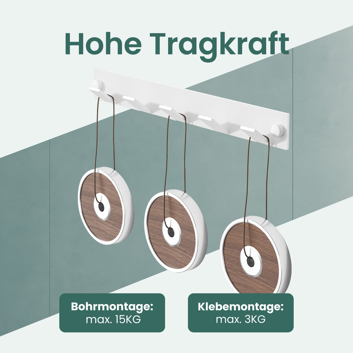 glasvilla Wandgarderobe Wandhaken aus Aluminium Garderobe mit klappbaren Haken Garderobenleiste Garderobenhaken Kleiderhaken Stalo-02+03