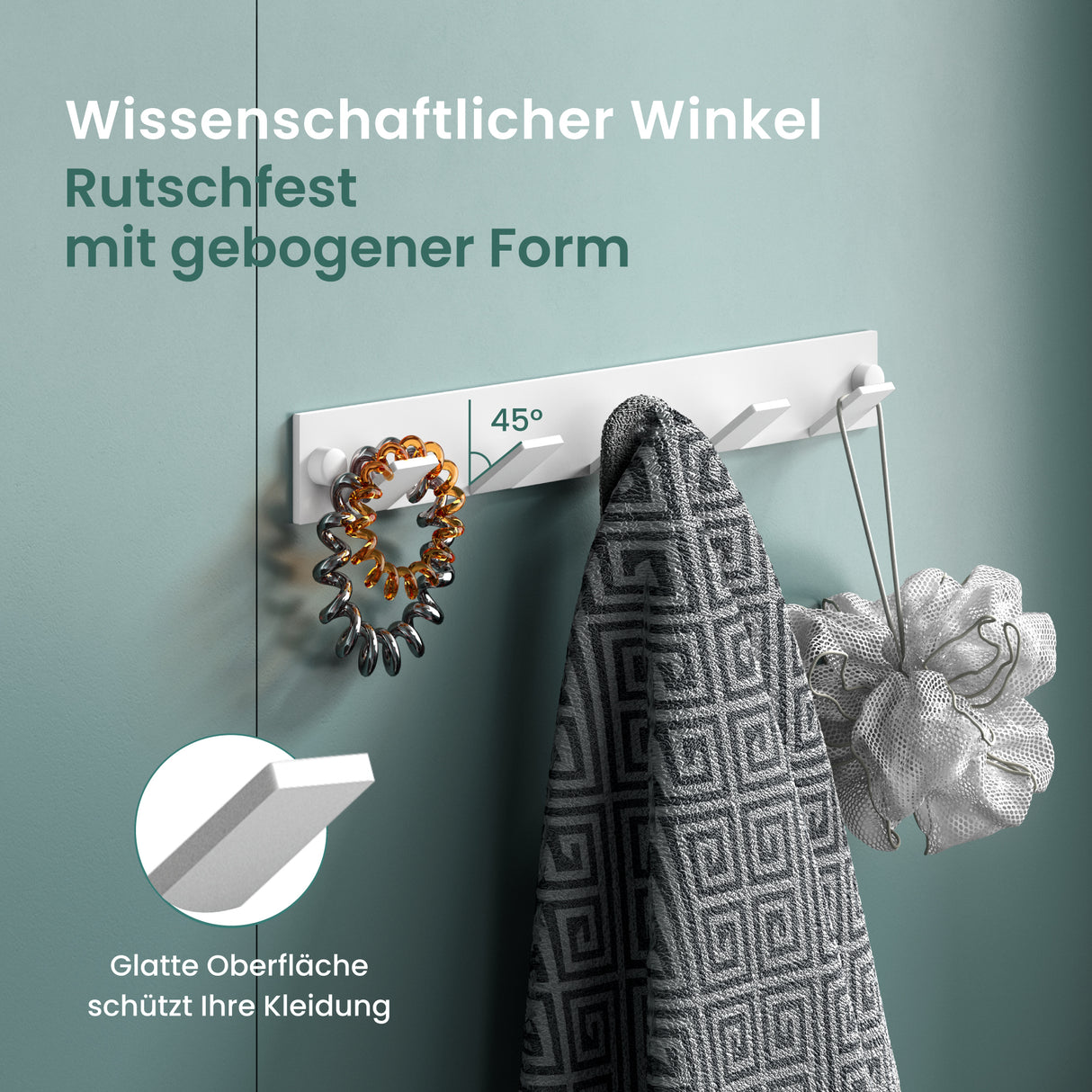 glasvilla Wandgarderobe Wandhaken aus Aluminium Garderobe mit klappbaren Haken Garderobenleiste Garderobenhaken Kleiderhaken Stalo-02+03