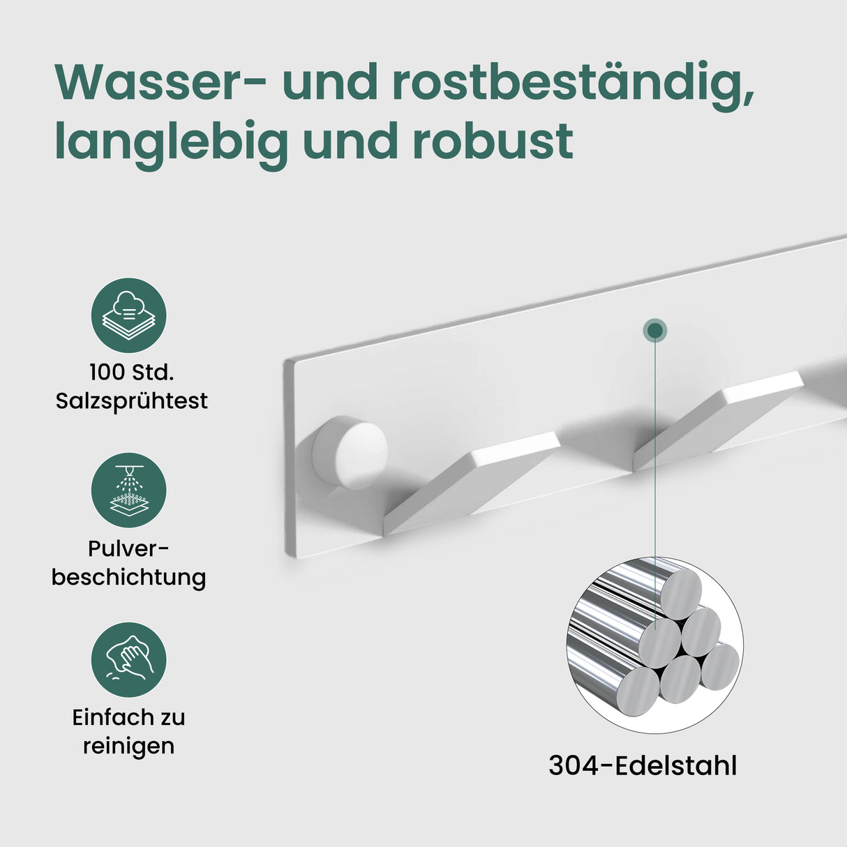 glasvilla Wandgarderobe Wandhaken aus Aluminium Garderobe mit klappbaren Haken Garderobenleiste Garderobenhaken Kleiderhaken Stalo-02+03