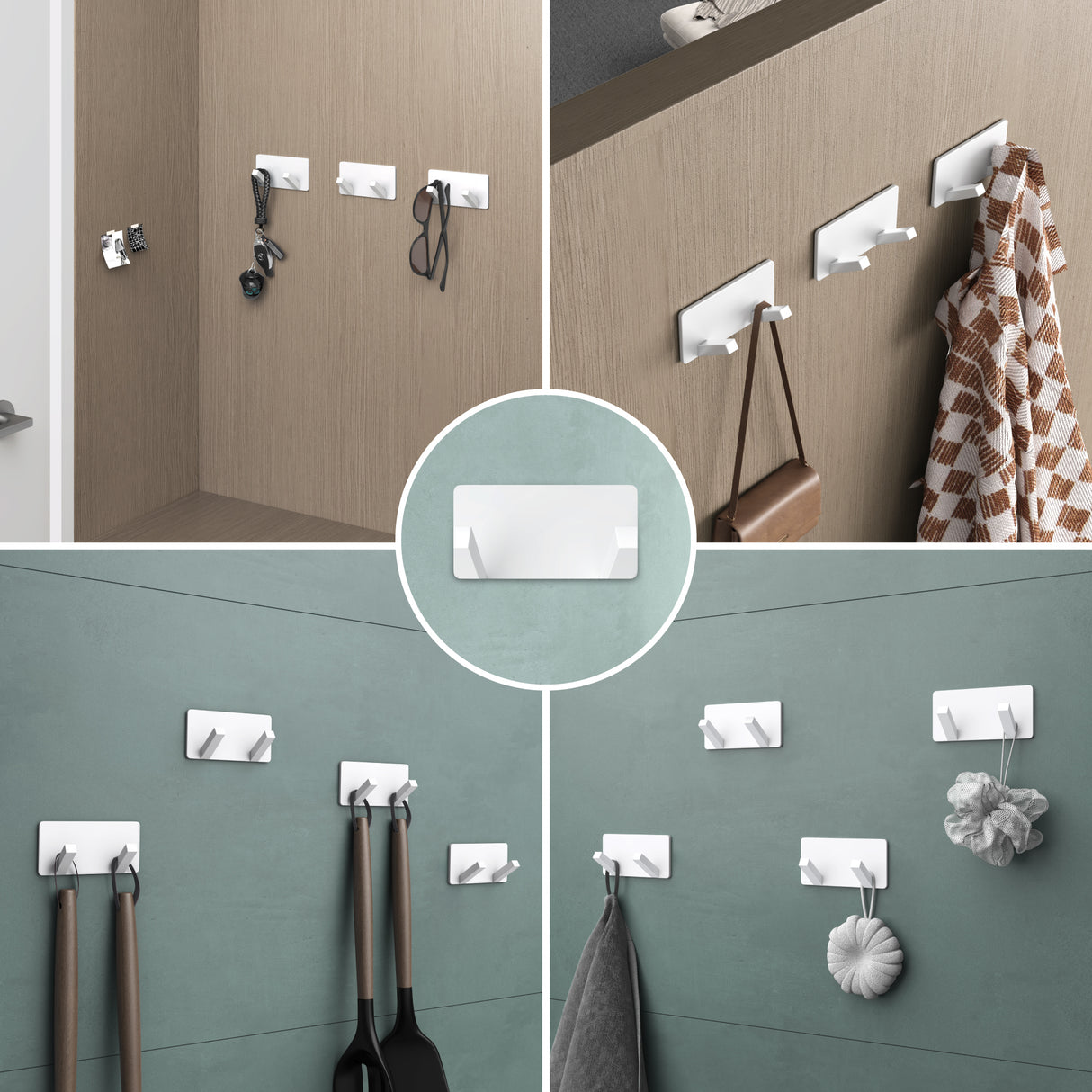 Porte-manteau mural Glasvilla, crochets muraux en aluminium, porte-manteau avec crochets pliables, tringle à vêtements, crochets pour vêtements Stalo-04+05 