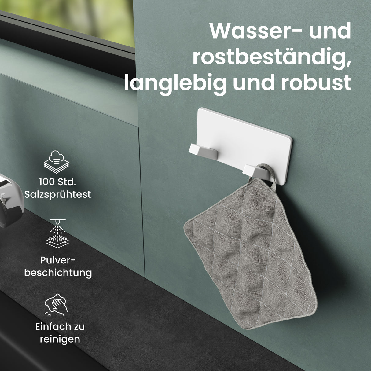 Porte-manteau mural Glasvilla, crochets muraux en aluminium, porte-manteau avec crochets pliables, tringle à vêtements, crochets pour vêtements Stalo-04+05 