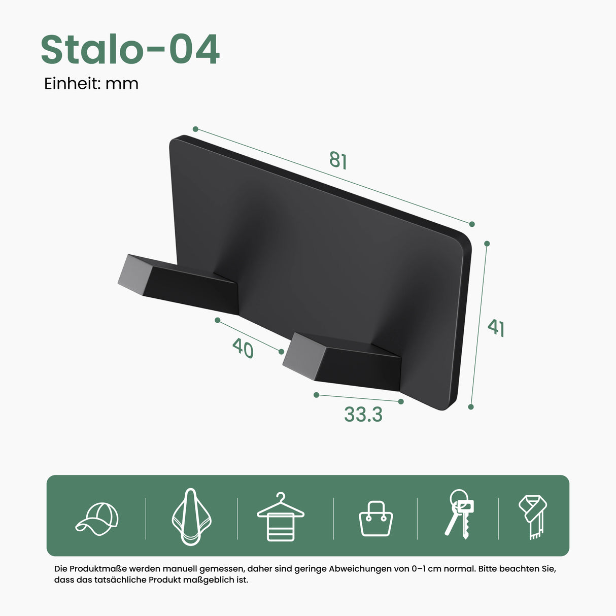 Porte-manteau mural Glasvilla, crochets muraux en aluminium, porte-manteau avec crochets pliables, tringle à vêtements, crochets pour vêtements Stalo-04+05 