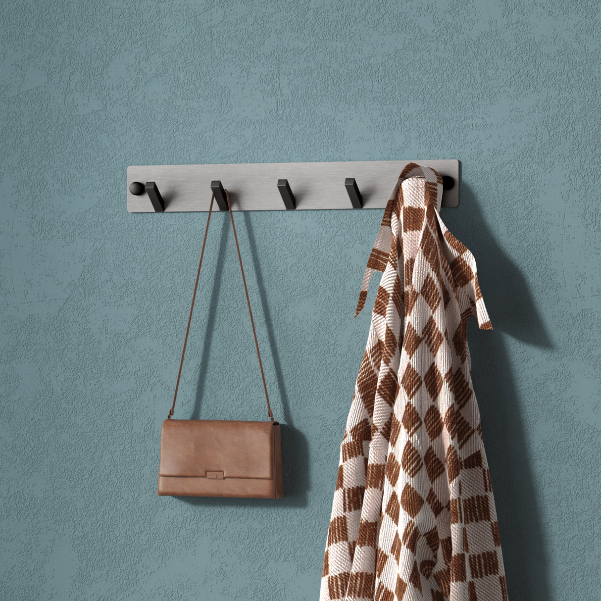 Porte-manteau mural Glasvilla, crochets muraux en aluminium, porte-manteau avec crochets pliables, tringle à vêtements, crochets pour vêtements Stalo-04+05 