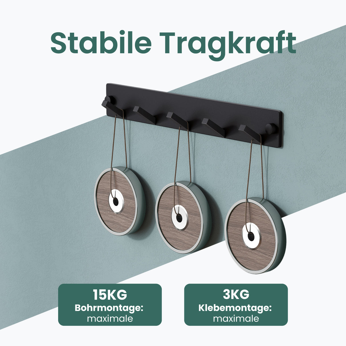 Porte-manteau mural Glasvilla, crochets muraux en aluminium, porte-manteau avec crochets pliables, tringle à vêtements, crochets pour vêtements Stalo-04+05 