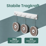 Porte-manteau mural Glasvilla, crochets muraux en aluminium, porte-manteau avec crochets pliables, tringle à vêtements, crochets pour vêtements Stalo-04+05 