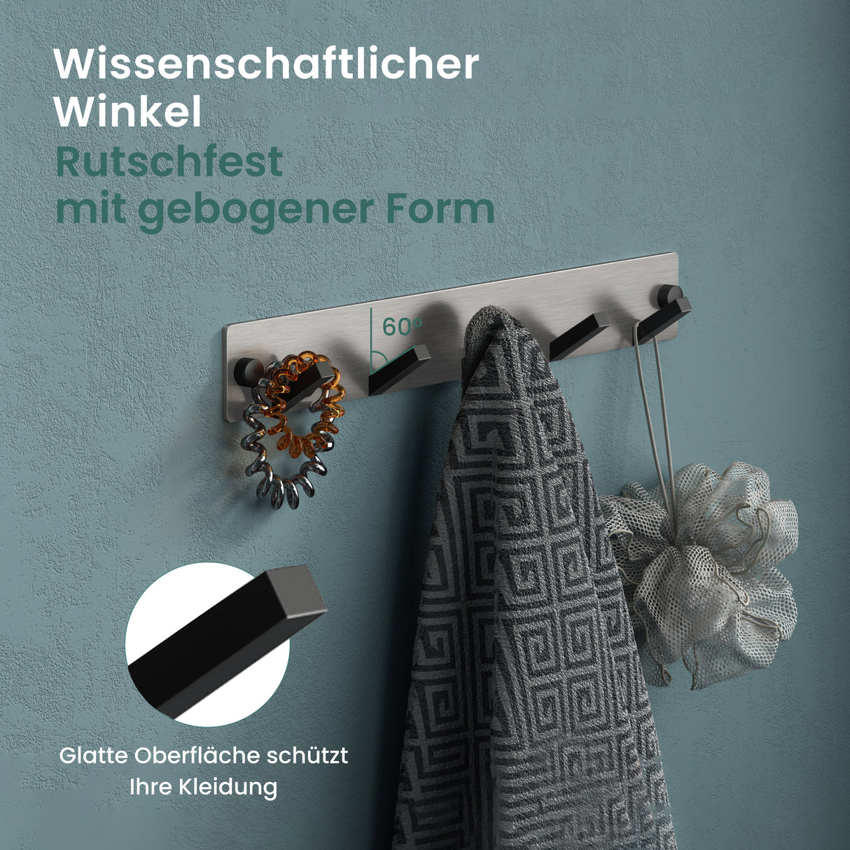 Porte-manteau mural Glasvilla, crochets muraux en aluminium, porte-manteau avec crochets pliables, tringle à vêtements, crochets pour vêtements Stalo-04+05 