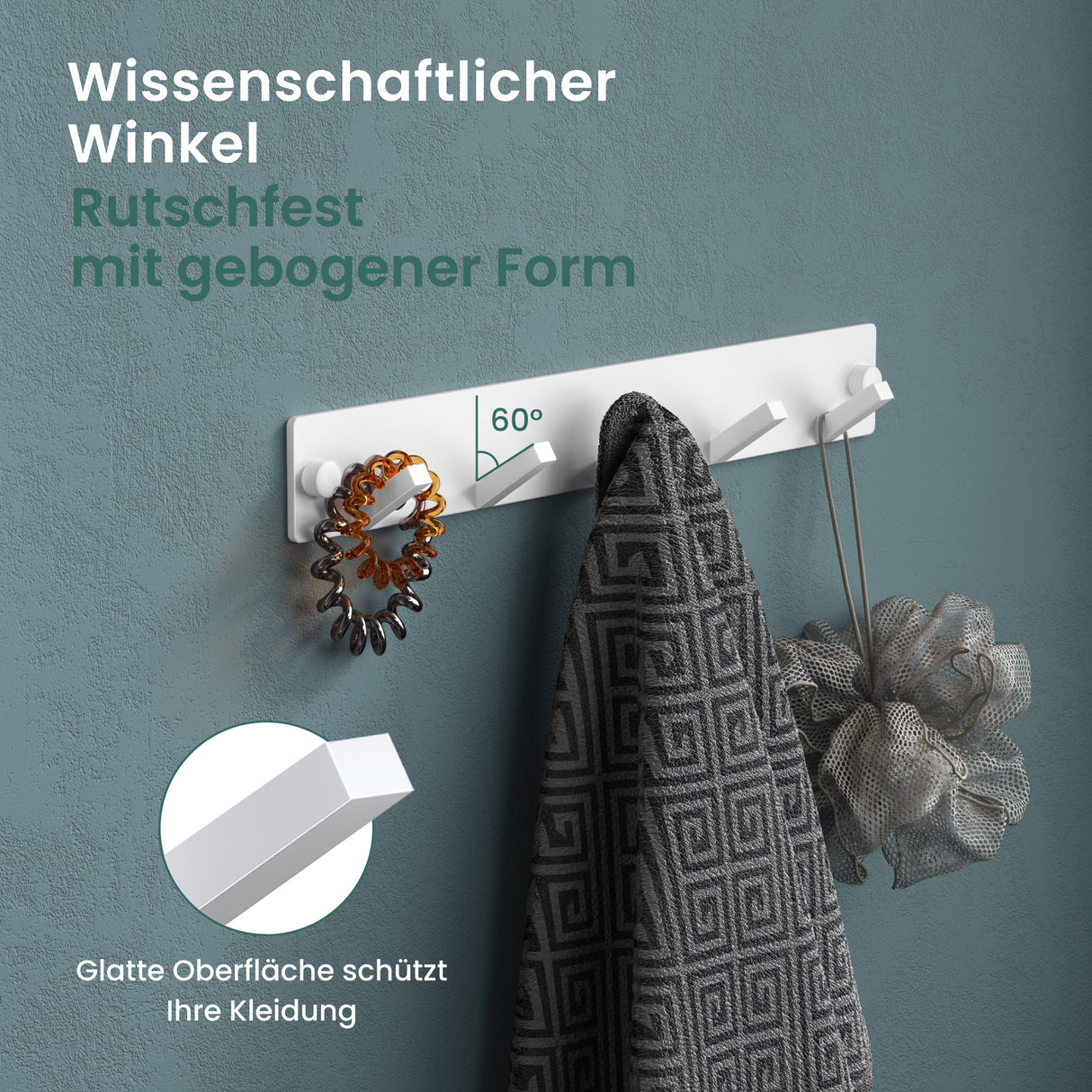 Porte-manteau mural Glasvilla, crochets muraux en aluminium, porte-manteau avec crochets pliables, tringle à vêtements, crochets pour vêtements Stalo-04+05 