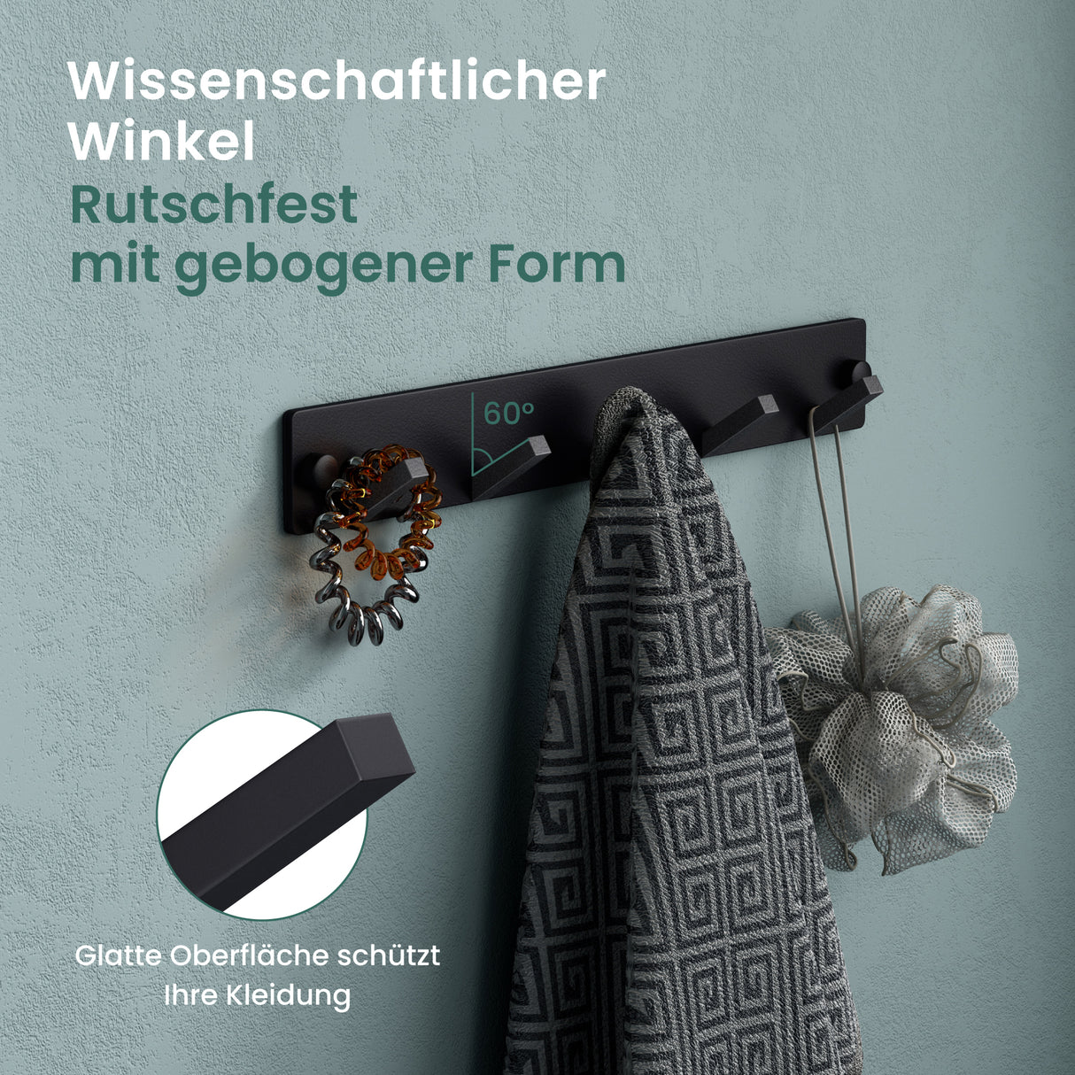 Porte-manteau mural Glasvilla, crochets muraux en aluminium, porte-manteau avec crochets pliables, tringle à vêtements, crochets pour vêtements Stalo-04+05 